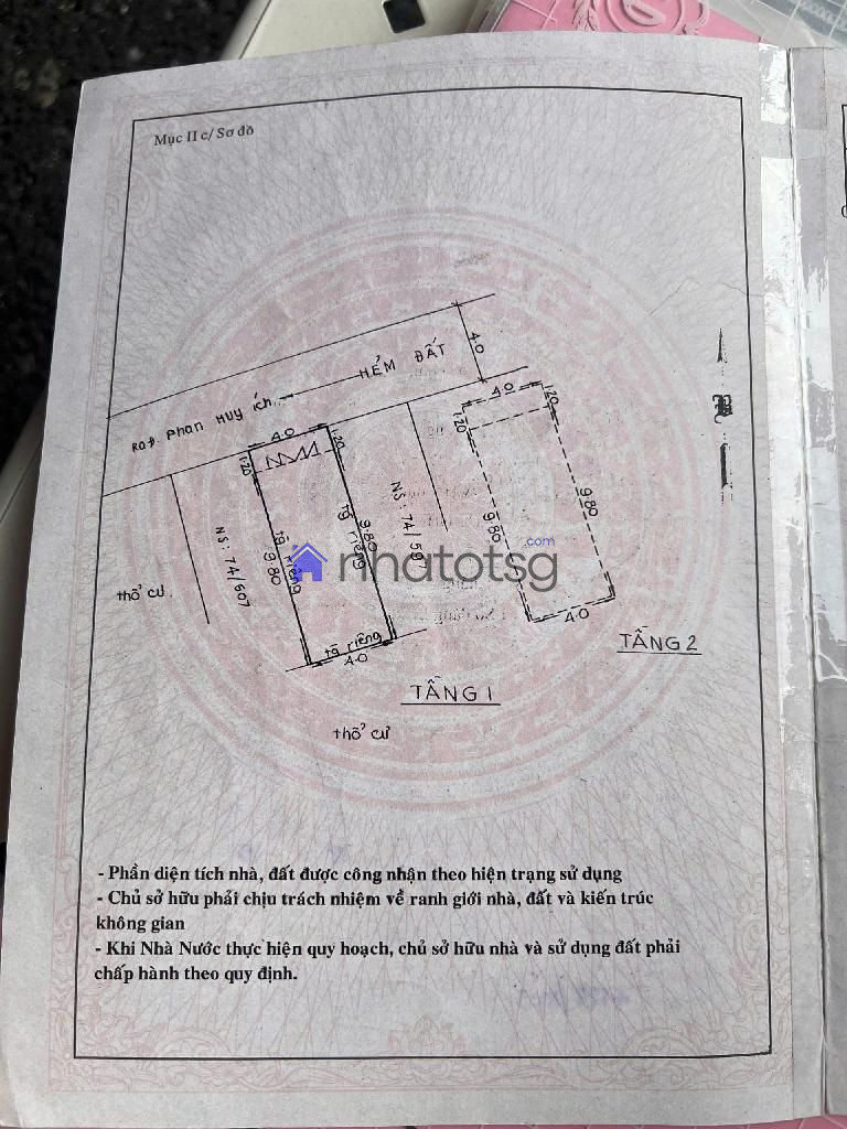 HXH THÔNG, VỊ TRÍ CỰC ĐẸP. GẦN EMART2, GẦN CHỢ TÂN SƠN.