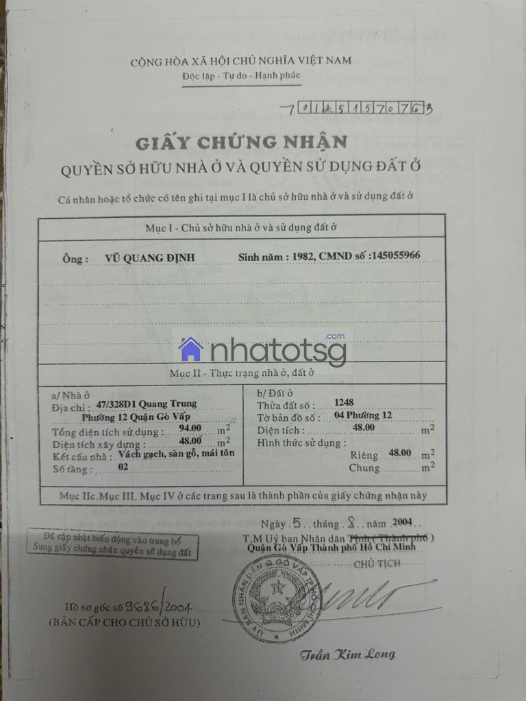 SAU CĂN TIỀN. GẦN TRƯỜNG HỌC CẤP CẤP 1 ĐẶNG THỊ TRÂM, CẤP 2 TÂN SƠN. GẦN SIÊU THỊ EMART.